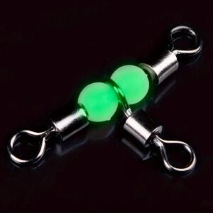 Kat Kombat™ 3-Way Glow Connectors: Heavy-Duty Stainless Steel Rolling T-Swivel with Glow Beads